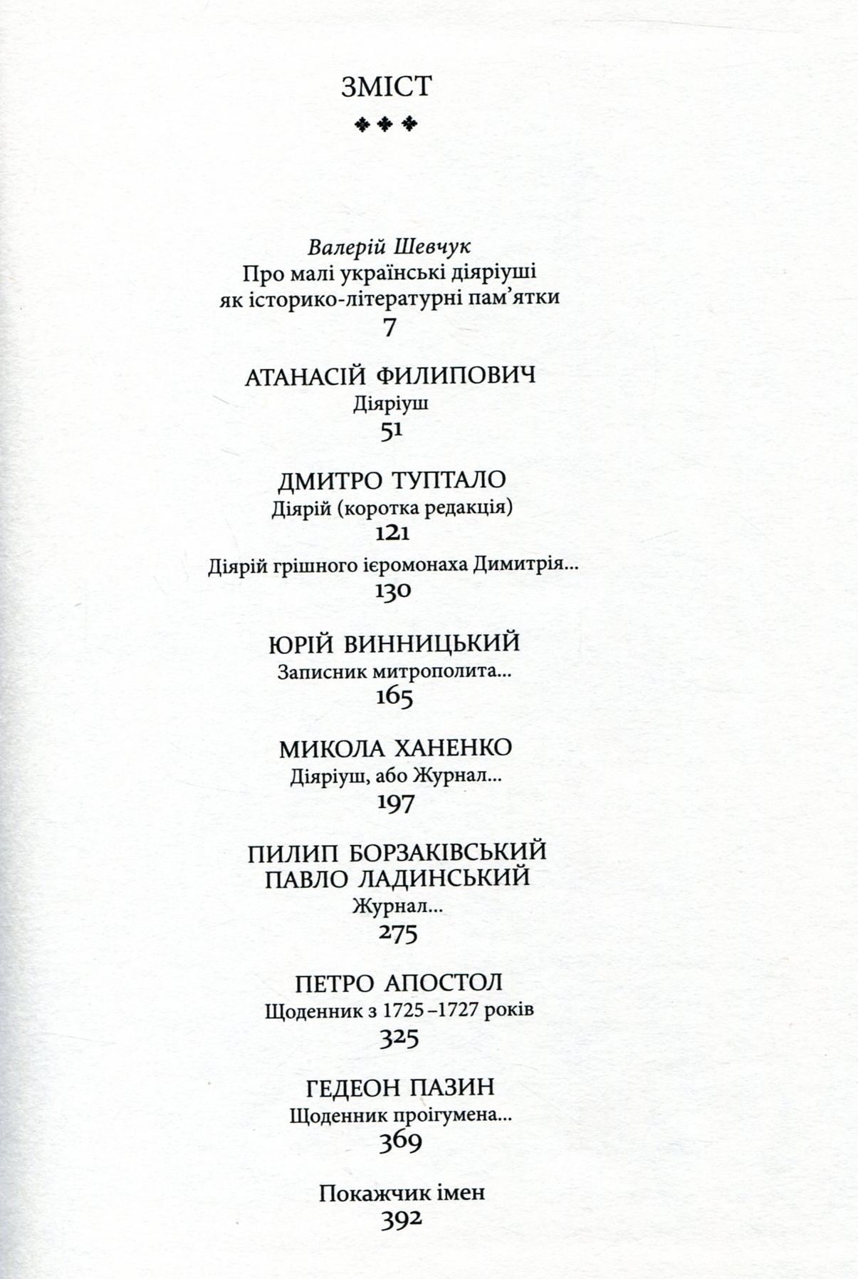 Малі українські діярії XVII–XVIII століть